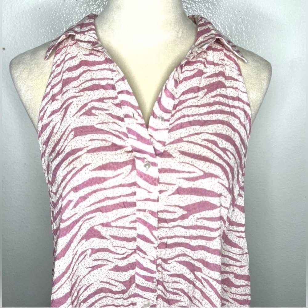FREE PEOPLE Zebra Stripe Button Down Tank Pink White Blouse Size Medium
NWT - Picture 2 of 9